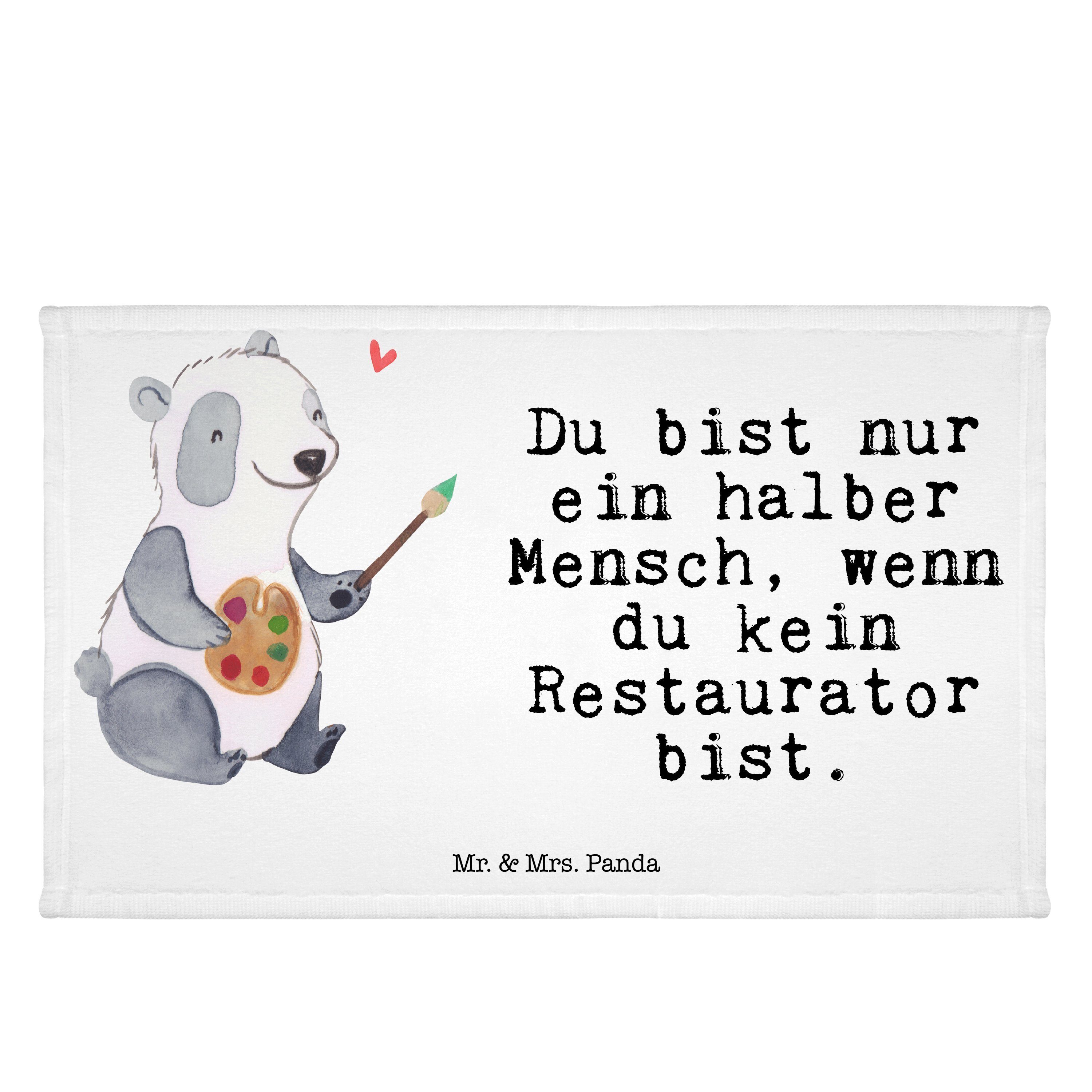 Mr. & Mrs. Panda Handtuch Restaurator mit Herz - Weiß - Geschenk, Reisehandtuch, Kollegin, Frot, (1-St)