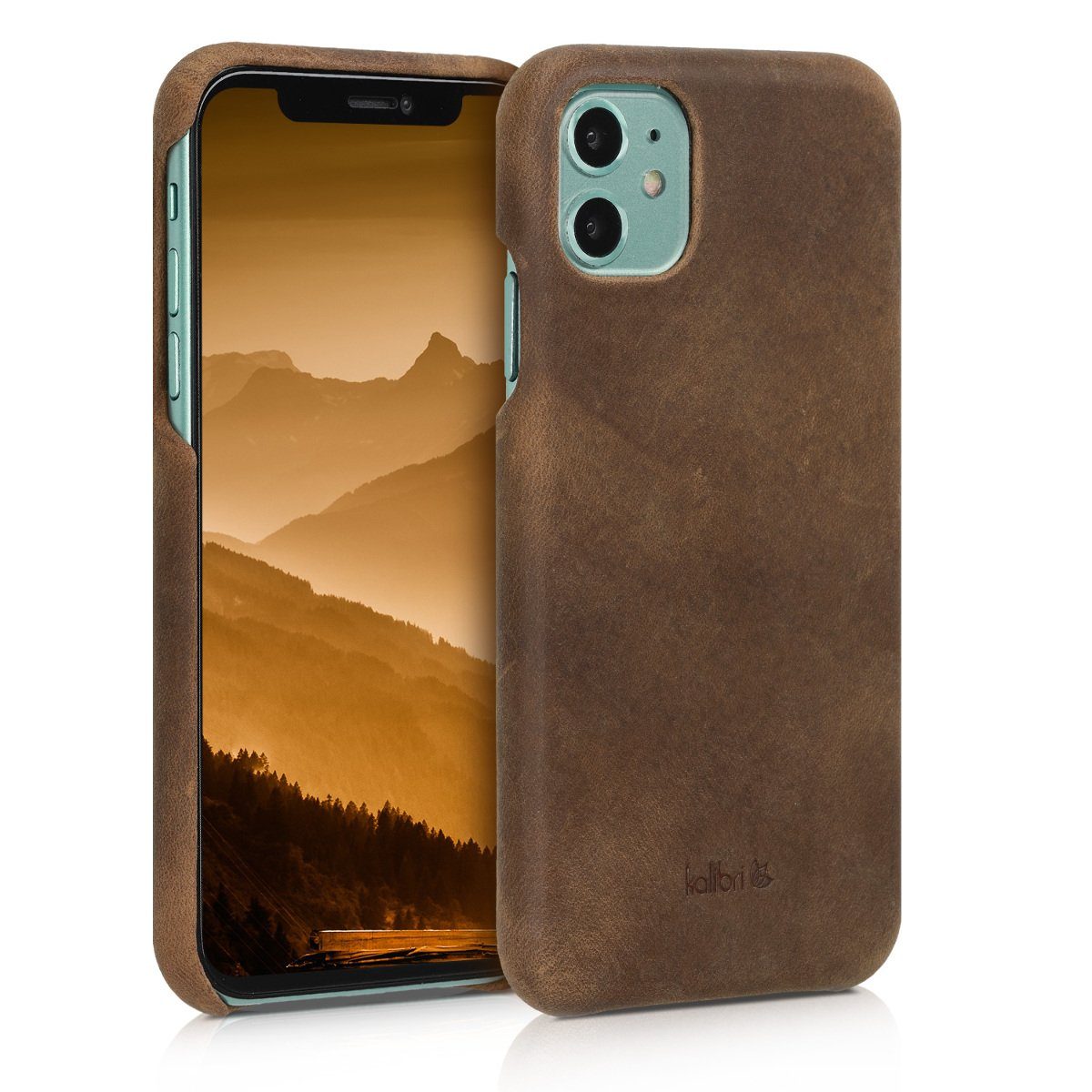 kalibri Handyhülle Hülle für Apple iPhone 11, Leder Handy Cover Case - Hardcover Schutzhülle