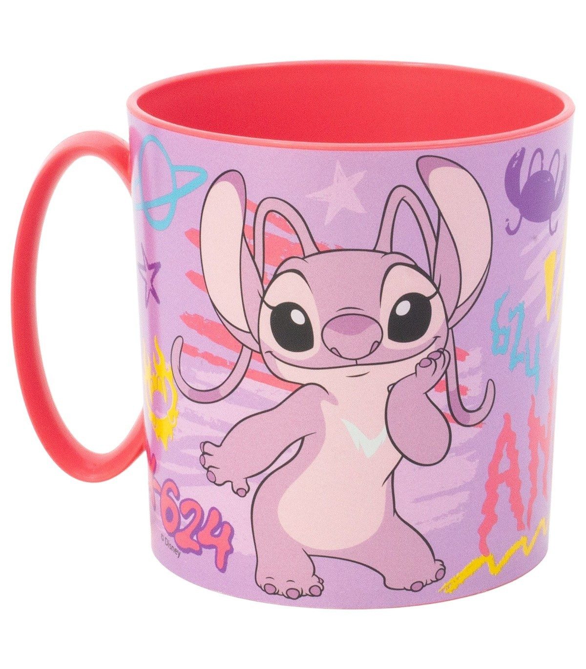 Disney Becher Stitch Angel Micro Mug 390 ml Kinderbecher Mikrowellenbecher, Polyethylen