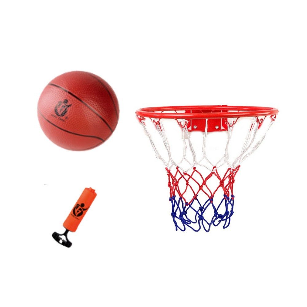 LEAN TOYS Basketball Basketballkorb Ballpumpe Spielball (Spar-Set, 1-St., 28, 5 x 25 cm stabil), Korb, Ball & Pumpe, drinnen & draußen, CE/EN71