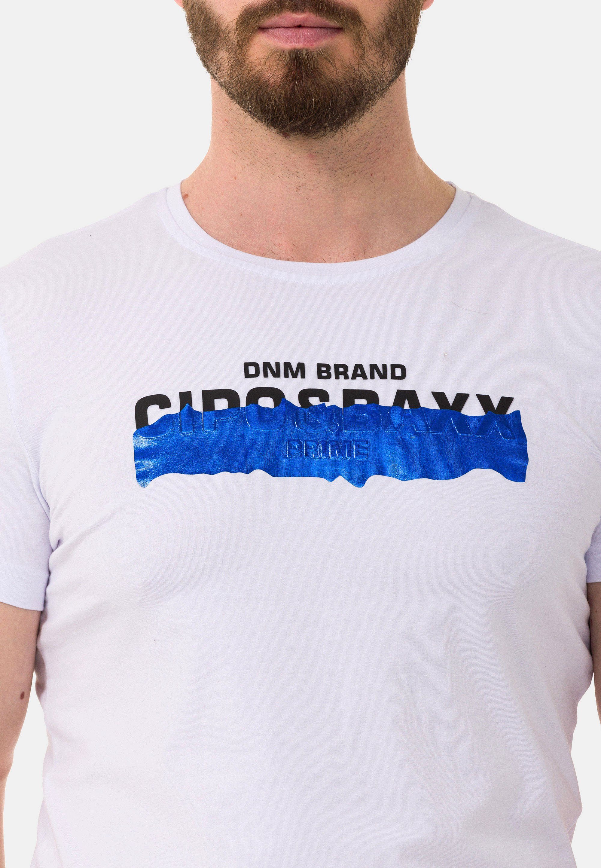 Baxx T-Shirt & weiß Cipo Markenprint coolem mit