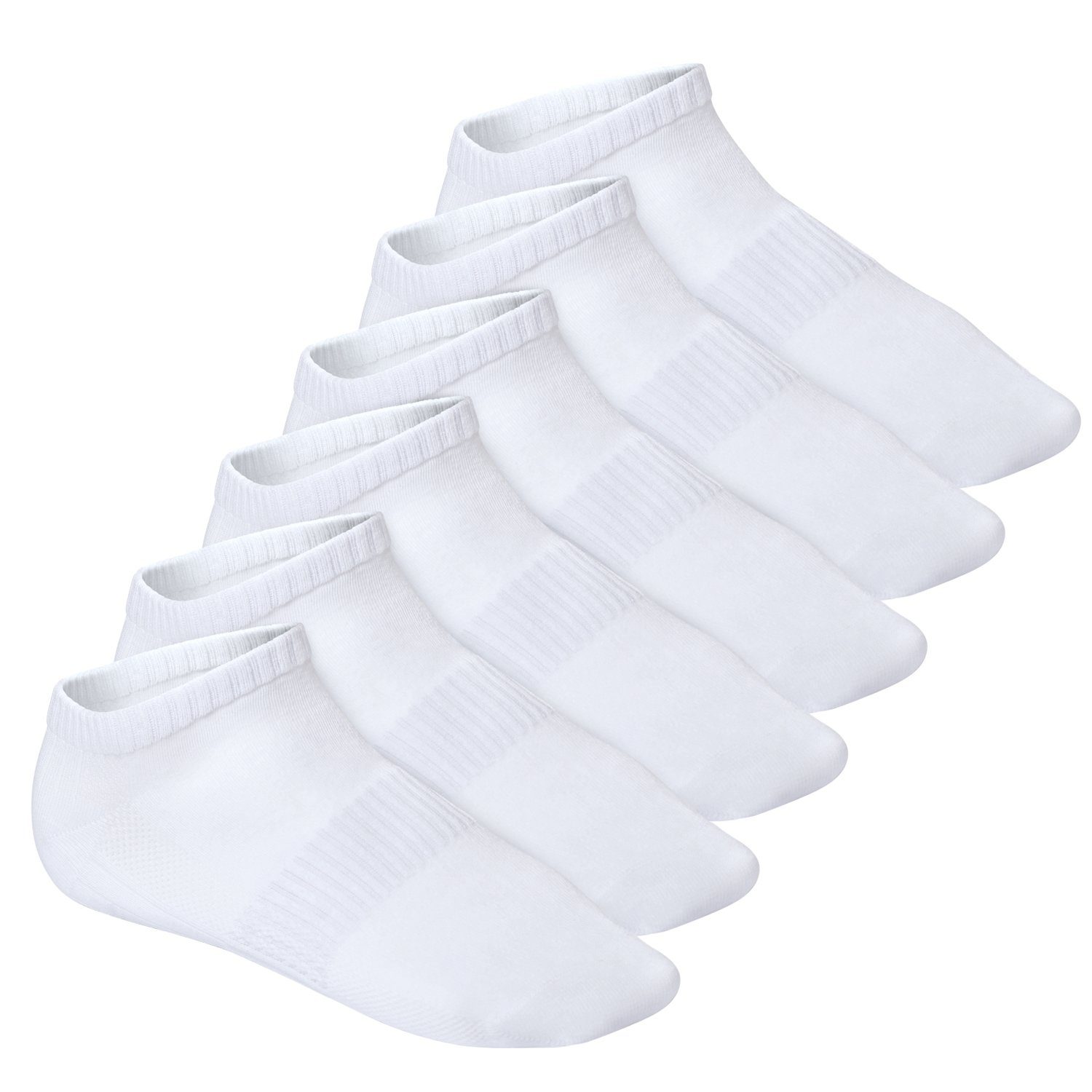 Footstar Füßlinge Damen & Herren Fitness Sneaker Socken (6 Paar) Mesh-Strick Weiß