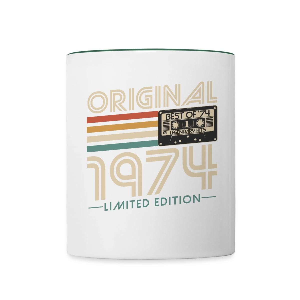 Spreadshirt Tasse Original 1974 Jahrgang Vintage Geburtstag Tasse Zweifarbig, Keramik