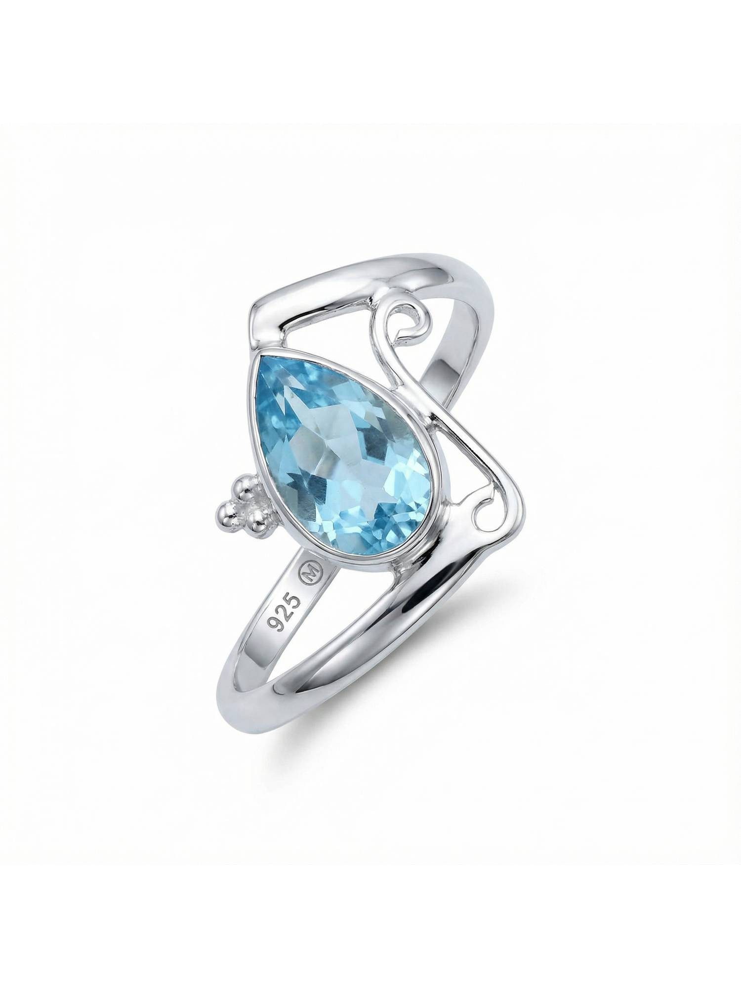 mantraroma Silberring UHA aus 925 Silber mit blau Topas (Ring mit Schmuckbeutel), Damenring aus 925er Silber