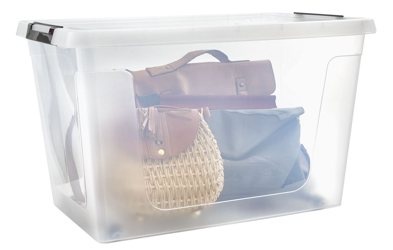 Gardissimo Aufbewahrungsbox 3 er Set mit Deckel "Clip" 60 Liter Kunststoff Boxen Stapelboxen L (Spar-Set, 3 Boxen + 3 Deckel), mit Clipverschluss / Rollen / staperlbar / nestbar