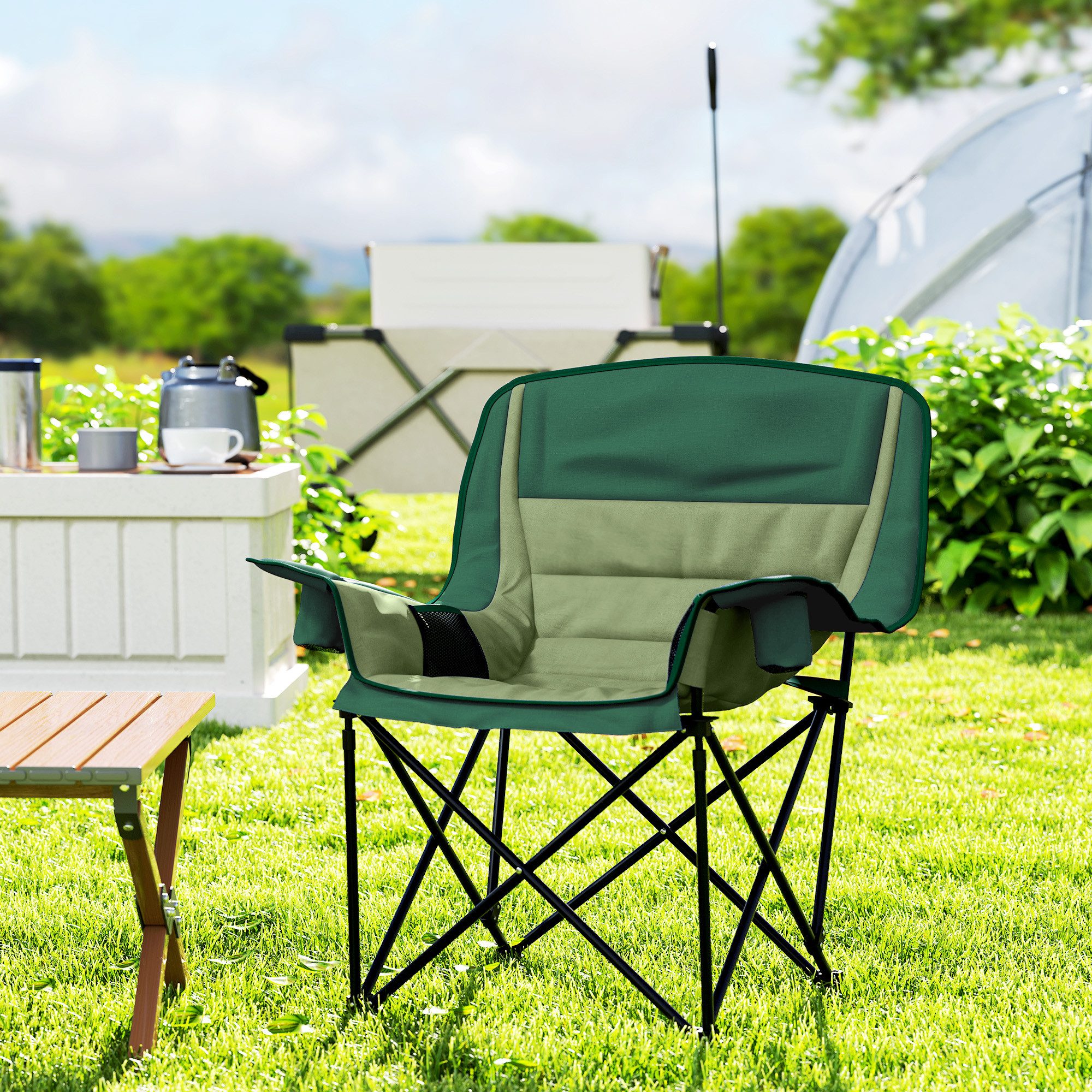 Outsunny Campingstuhl tragbarer gepolsterter Klappstuhl (mit günstig online kaufen