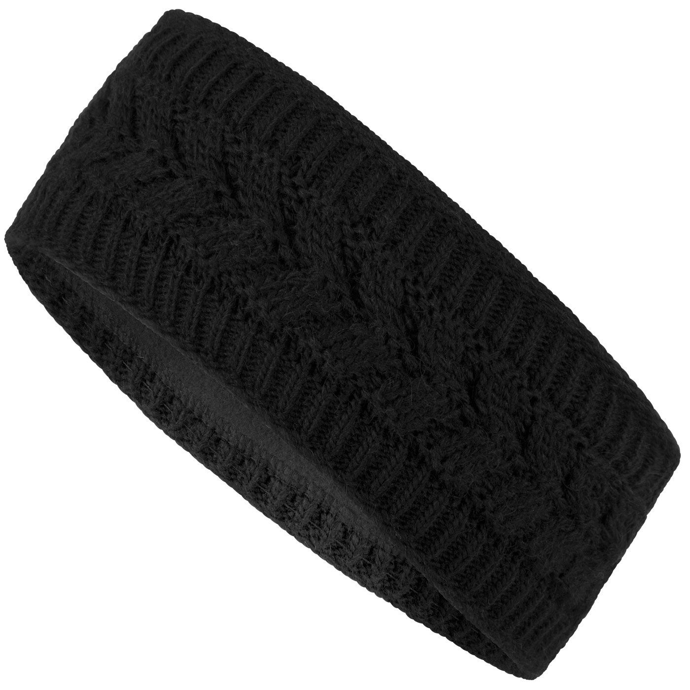 compagno Stirnband (1-St) Stirnband gefüttert Damen Strickband Winterstirnband Ohrenschützer Band Kopfband Winter schwarz