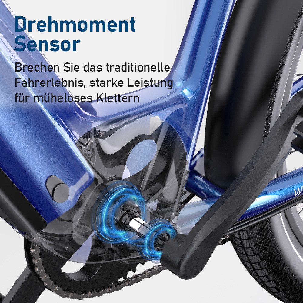 Onesport E-Bike Cityrad OT05 e bike für herren 28 zoll 18.2AH 36V 655WH damen 120km, 7 Gang SHIMANO, Heckmotor, 655,2 Wh, e bike für damen herren 28 zoll Cityrad 7 Gang Shimano hydraulischen