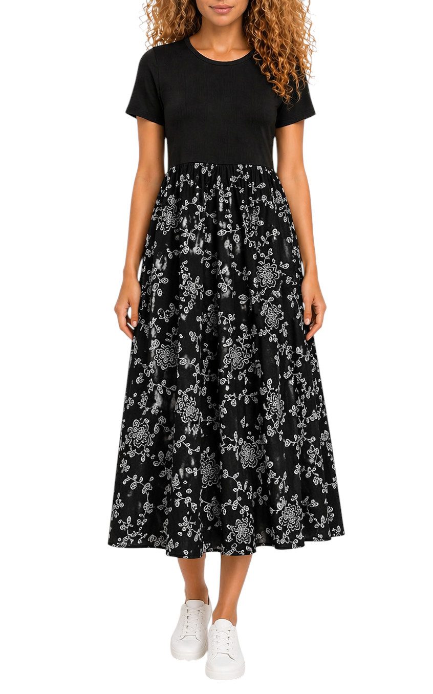 Mississhop Jerseykleid Damen Sommerkleid mit floralem Muster – Gr.(S/M)