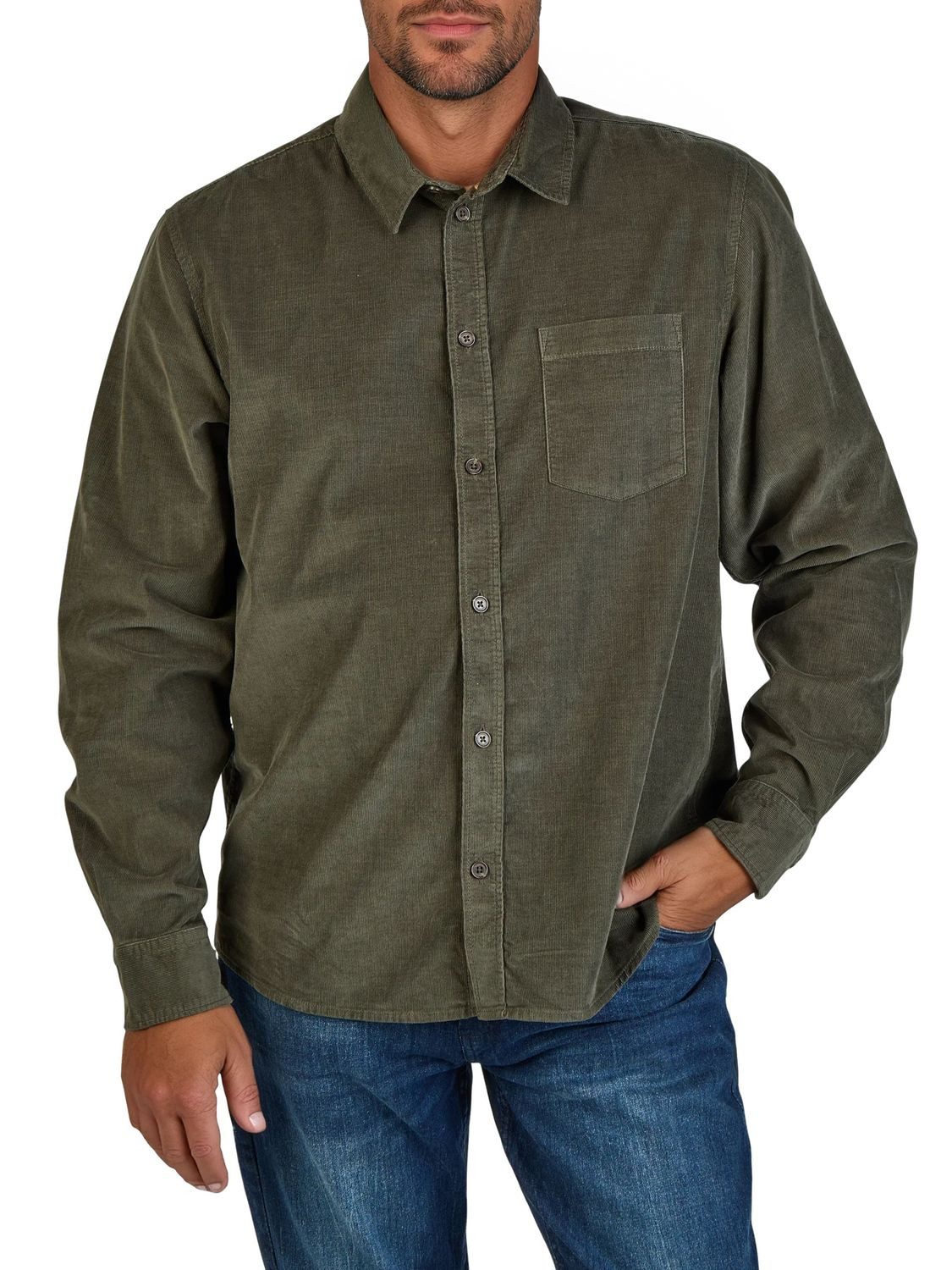 riverso Langarmhemd Herren Cordhemd RIVMorten Regular Fit (1-tlg) günstig online kaufen