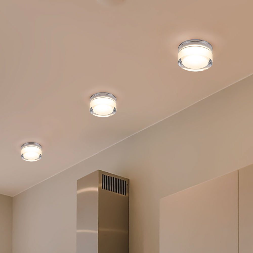 Chrom Set LED Lampen Einbau Einbaustrahler, 6er LED Leuchten etc-shop Decken Warmweiß, Gäste inklusive, Leuchtmittel Schlaf