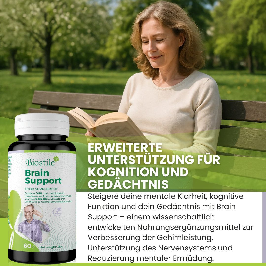 Biostile Ginkgo für Gedächtnis, Gehirn, Konzentration und Omega 3 Unterstützung Kapseln, 60 er 38 g, Mit Vitaminen, Q10 und Centella, 60 Kapseln