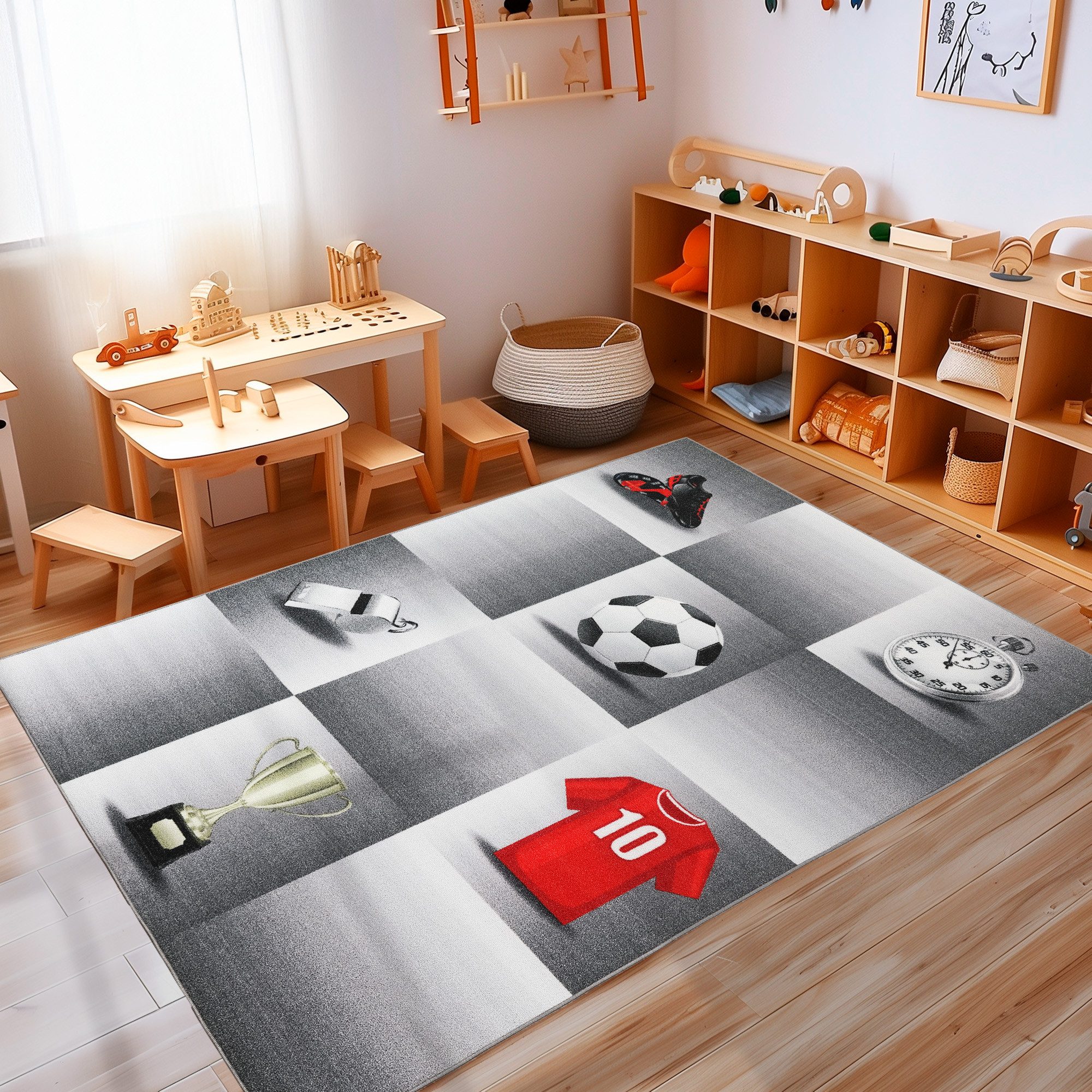 Carpettex Kinderteppich Fußball-Design, Rechteckig, Höhe: 7 mm, Kinderteppi günstig online kaufen