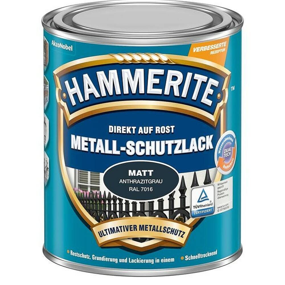 Hammerite Metallschutzlack Anthrazitgrau matt / 22836, hochgradig Witterungsbeständig, Wasserabweisend