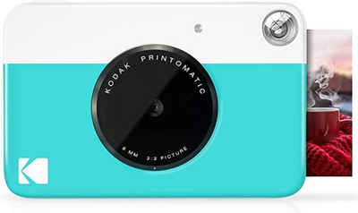 Kodak Printomatic Blue Sofortbildkamera (5 MP, Vollfarbdrucke auf ZINK 2x3-Fotopapier mit Sticky-Back-Funktion)
