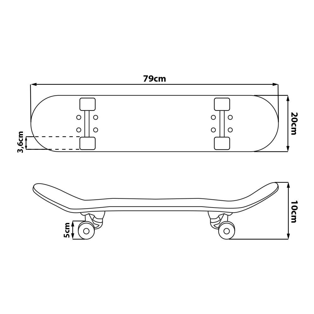 Seven Polska Skateboard Holzboard Deck Kinder Funboard 79 cm, hochwertiges und strapazierfähiges 9 - lagiges Ahornholz – Bild 5 von 5