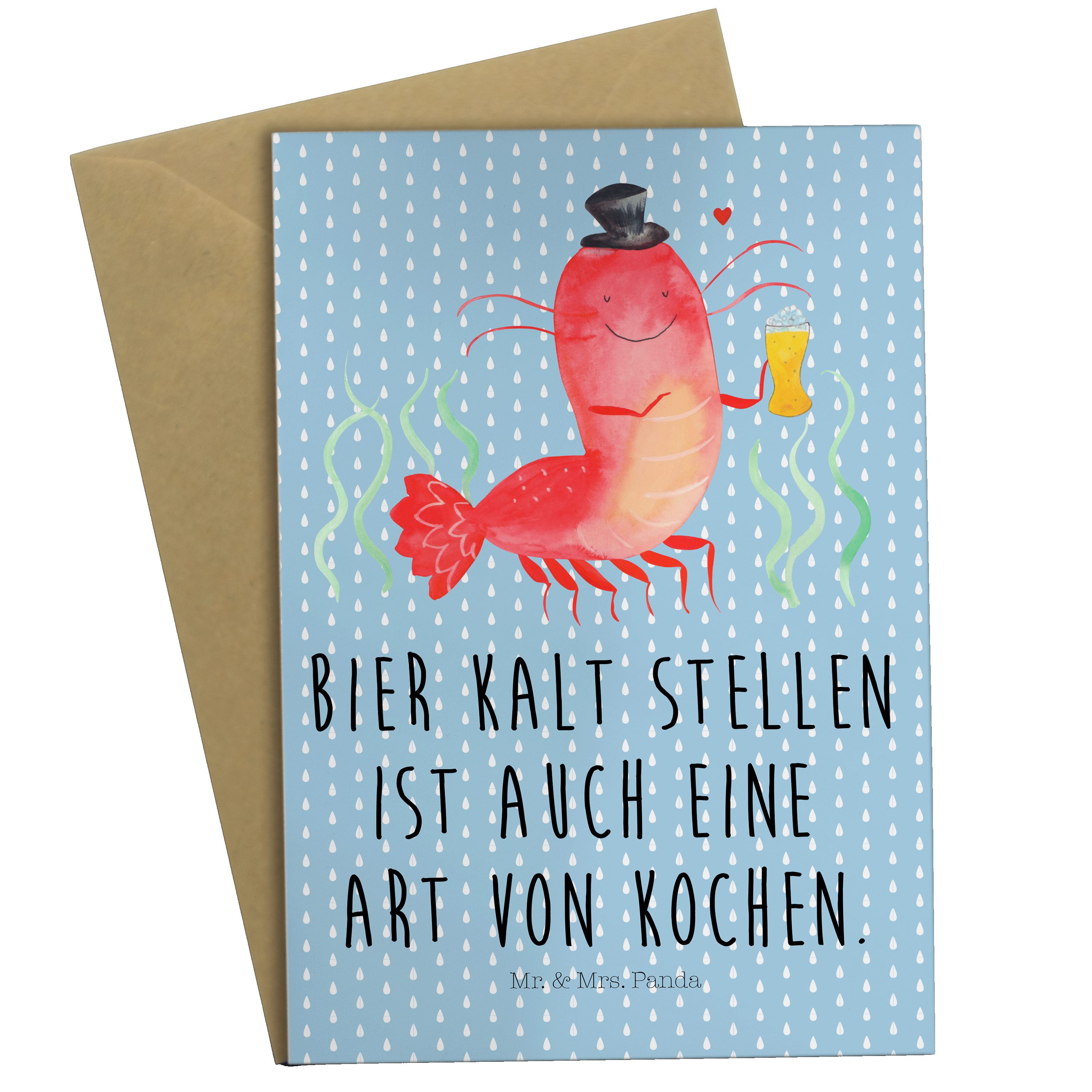 Mr. & Glückwun - Blau mit Pastell Mrs. Grußkarte Hummer Weizen Hochzeitskarte, Geschenk, - Panda