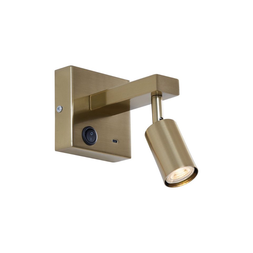 Qazqa LED Leselampe Rex, Smarte Leuchte, ohne Leuchtmittel, Extra-Warmweiß, QAZQA Lese­leuchte, gu10, gold, Metall, Modern
