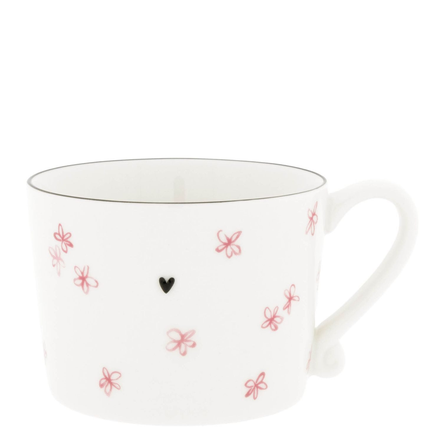 Bastion Collections Tasse Rose, Keramik, Spülmaschinengeeignet, Weiß, Blüten, H: 7cm