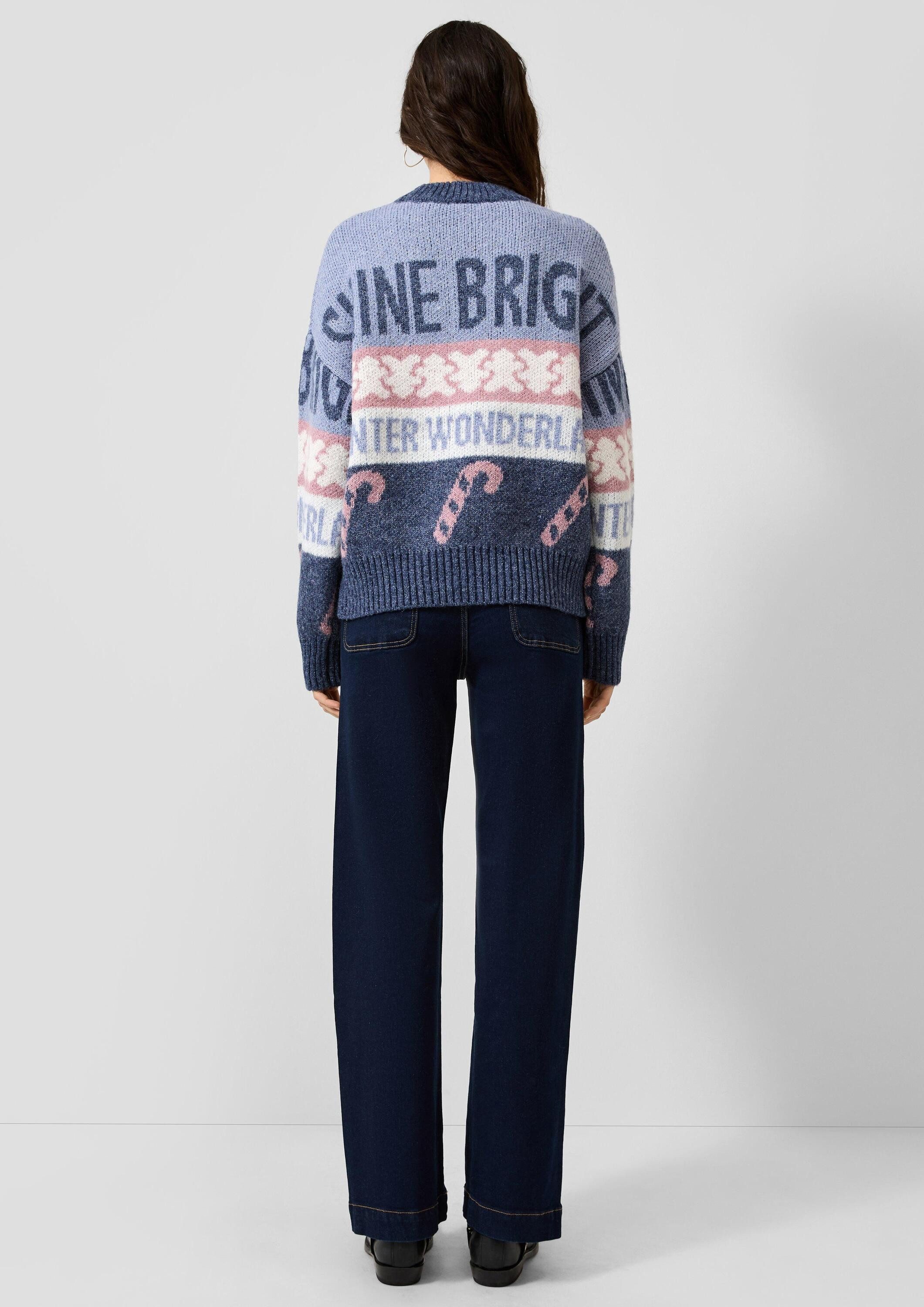 QS Longpullover Strickpullover Weihnachtspullover mit Wolle