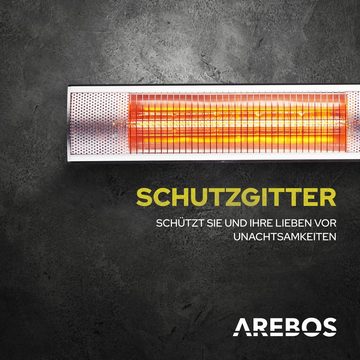 Arebos Heizstrahler 2.000 W, Infrarotheizstrahler mit Fernbedienung, 3 Heizstufen