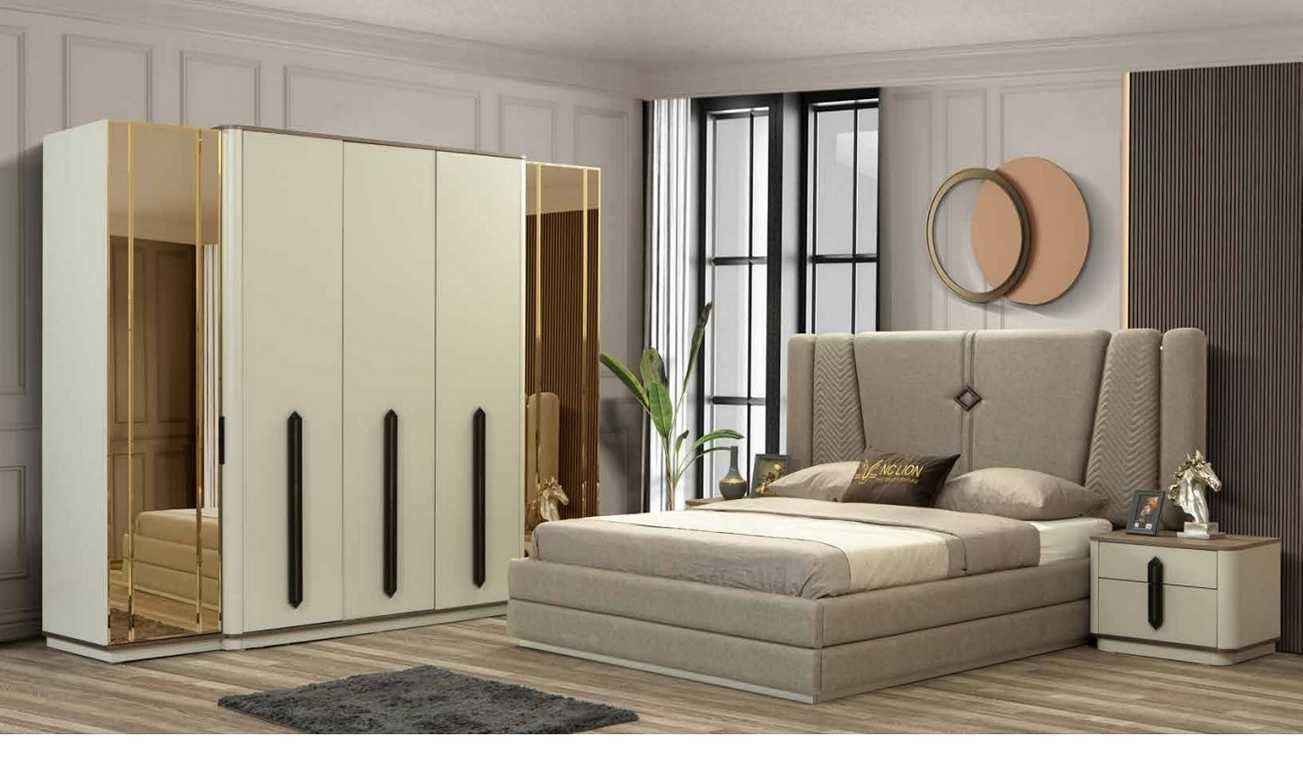 JVmoebel Schlafzimmer-Set Bett Nachttisch Kleiderschrank Schlafzimmer Set Design Modern Luxus, (4-St., Bett, 2x Nachttisch, Kleiderschrank), Made in Europa
