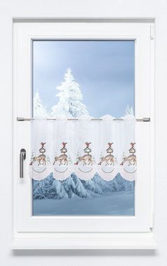 Scheibengardine Rehkitz im Winter, Plauener Spitze®, (1 St), transparent, HxB 35x48cm