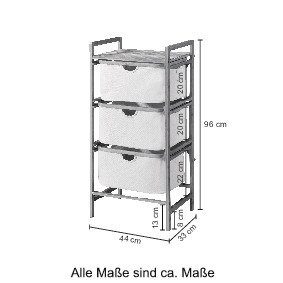 grau Belize, Badregal m. Standregal einsetzbar Stoffkörben, welltime Wäschesammler 3 Bambus, auch als