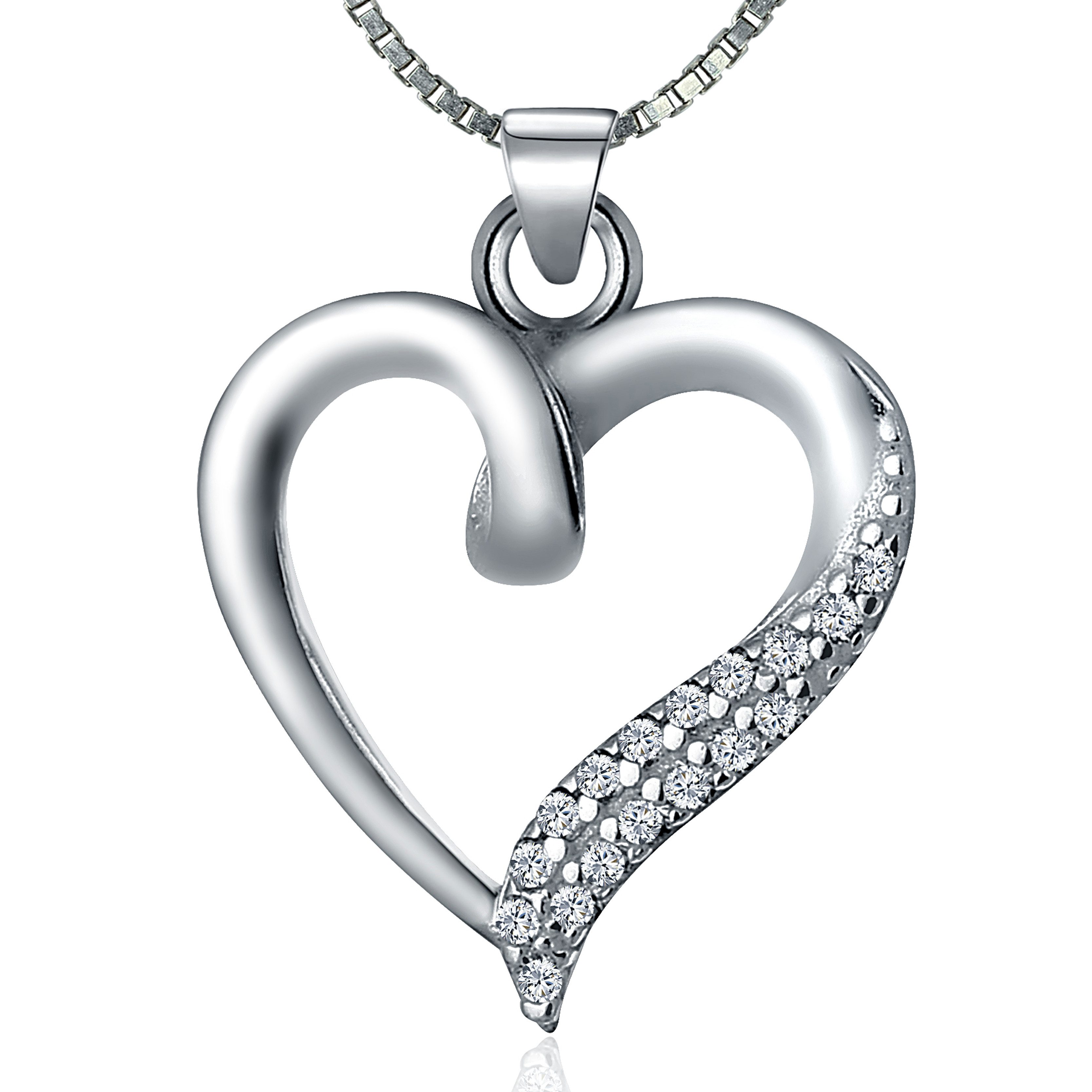Kette mit Anhänger Silberkette Herz Liebe Halskette Silber Kette für Damen Geschenk