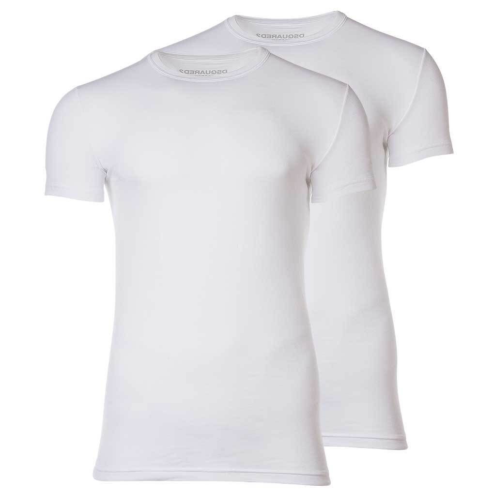 Cotton Dsquared2 - T-Shirt Stretch Herren Weiß Rundhals, T-Shirt Twin