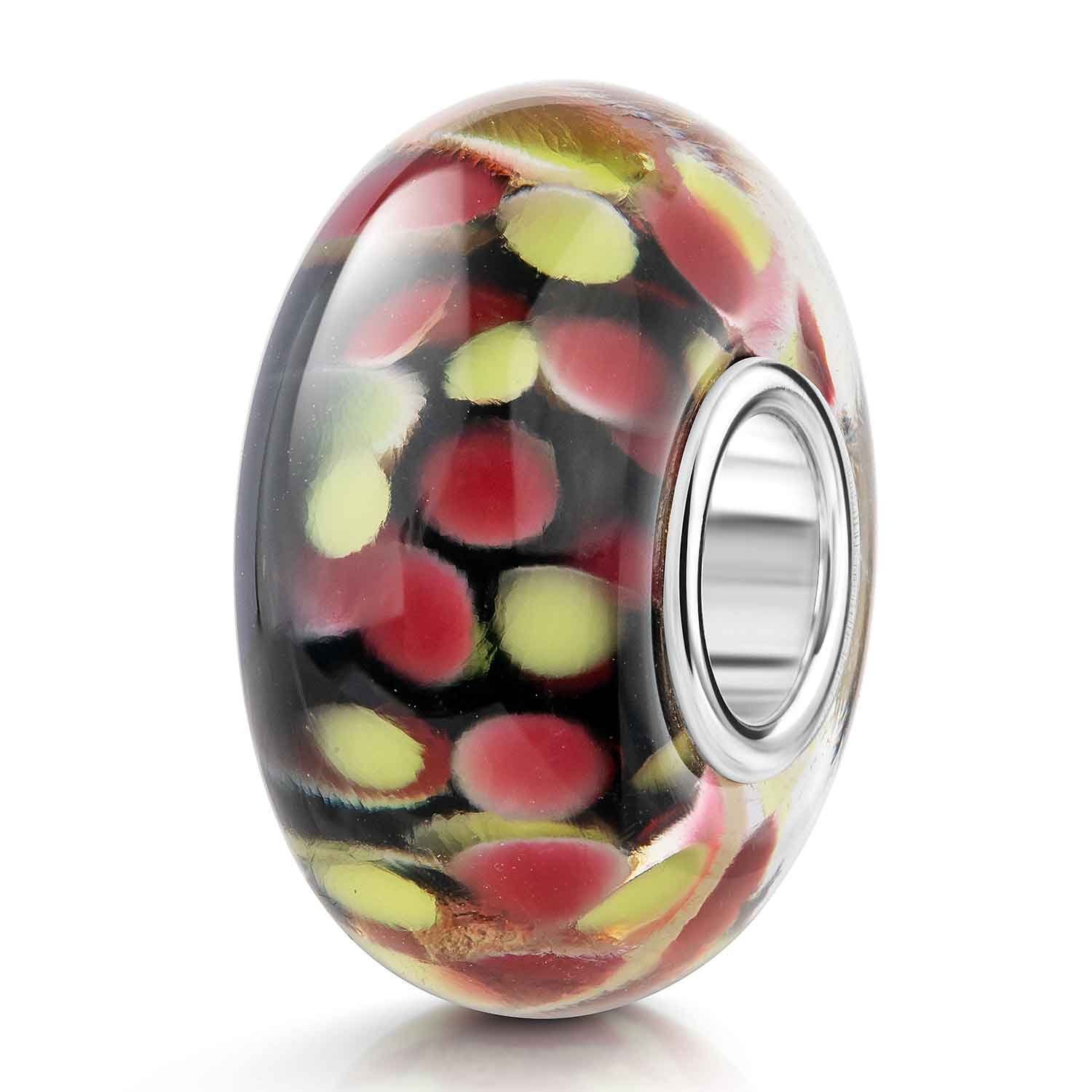 Bead Glasperle im Murano-Stil mit Rosenblättern 356