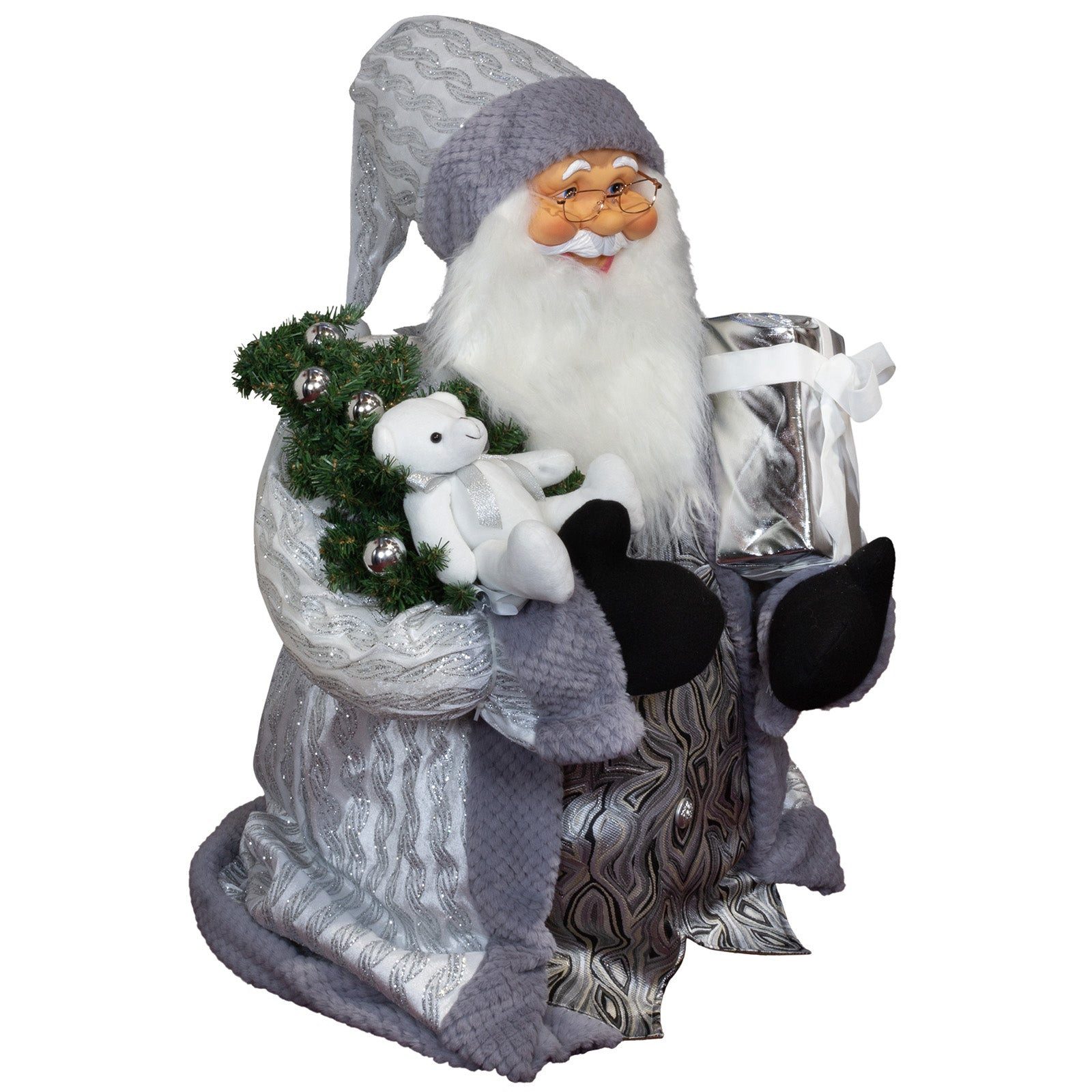Christmas Paradise Weihnachtsmann XXL Deko Figur 180 cm (Weihnachtsdeko, 1 St., stehend), silber, lebensgroß