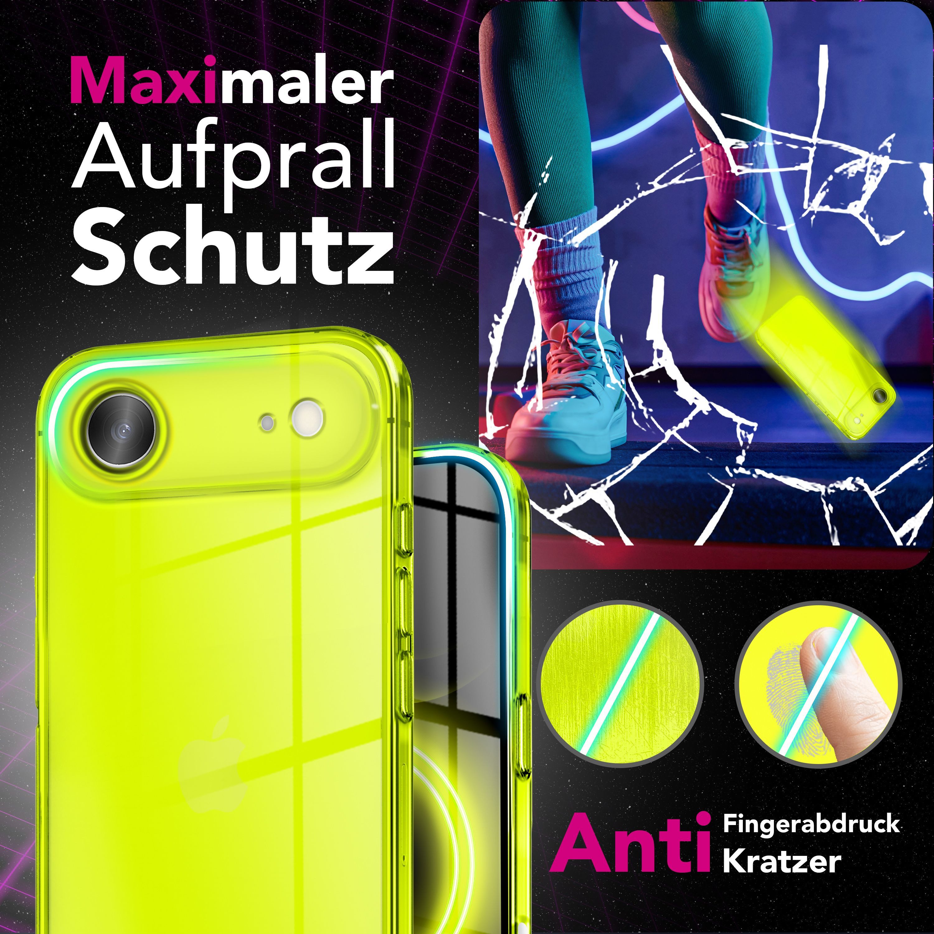 Nalia Smartphone-Hülle Apple iPhone 17 Air 16,5 cm (6,5 Zoll), Leuchtende Neon Farbe / Durchsichtig / Anti-Gelb / Soft TPU & Flexibel