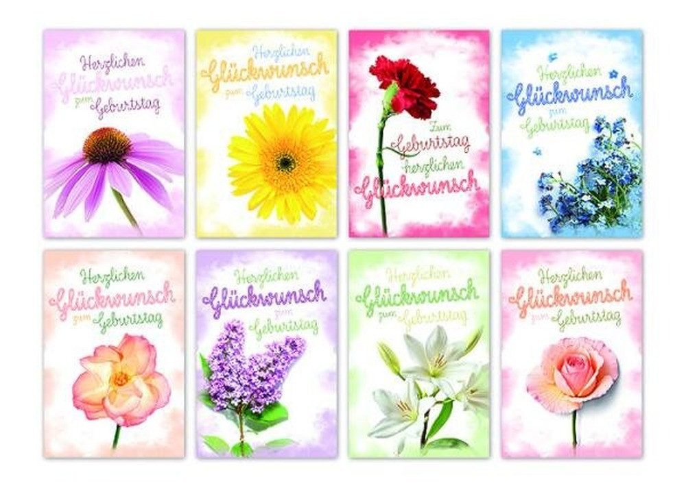 HL-Grosshandel Geburtstagskarte Skorpion 100-er Kasten Geburtstag Blumenmotive 100 Karten