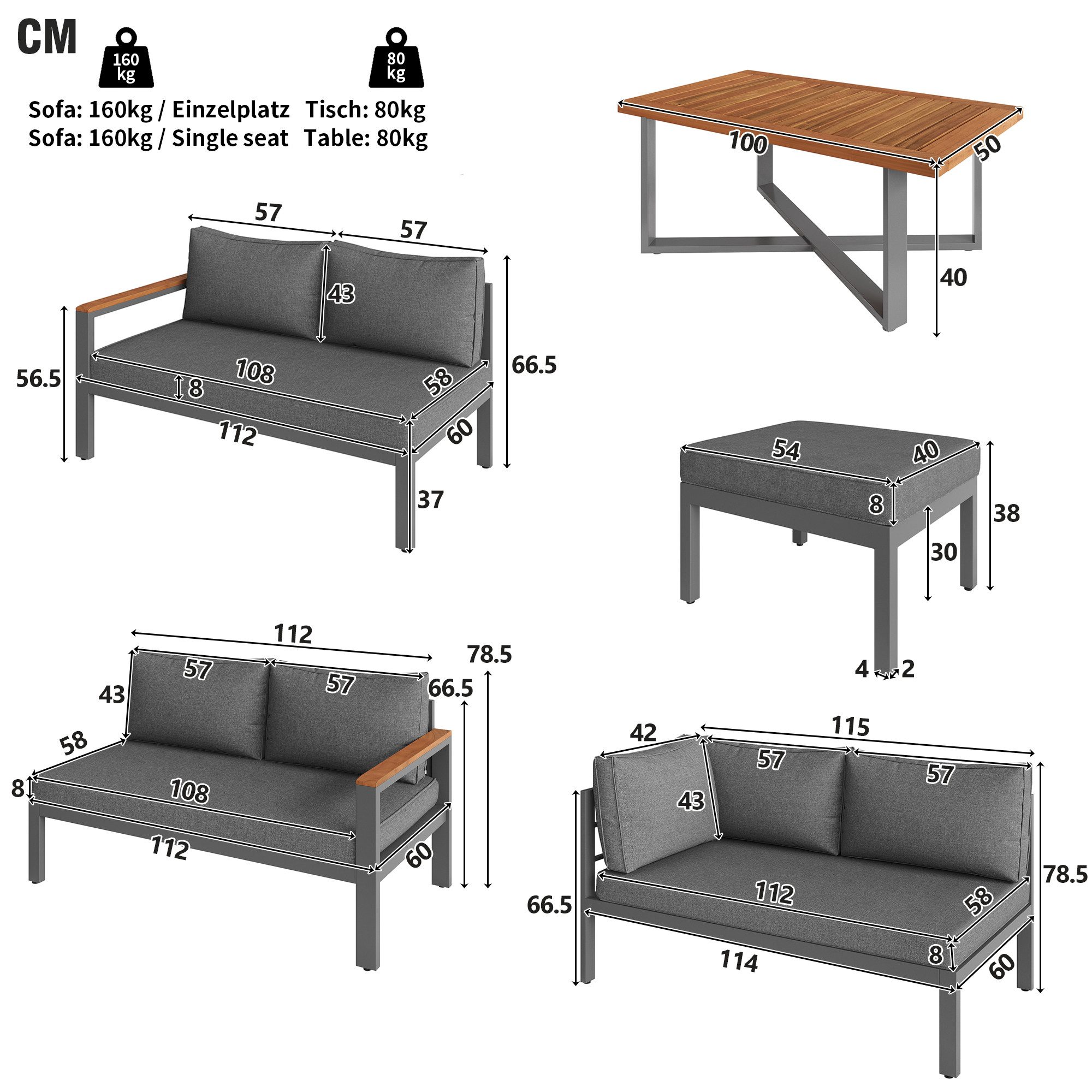Celya Gartenlounge-Set für 7-8 Personen,Modern Lounge-Garnitur günstig online kaufen