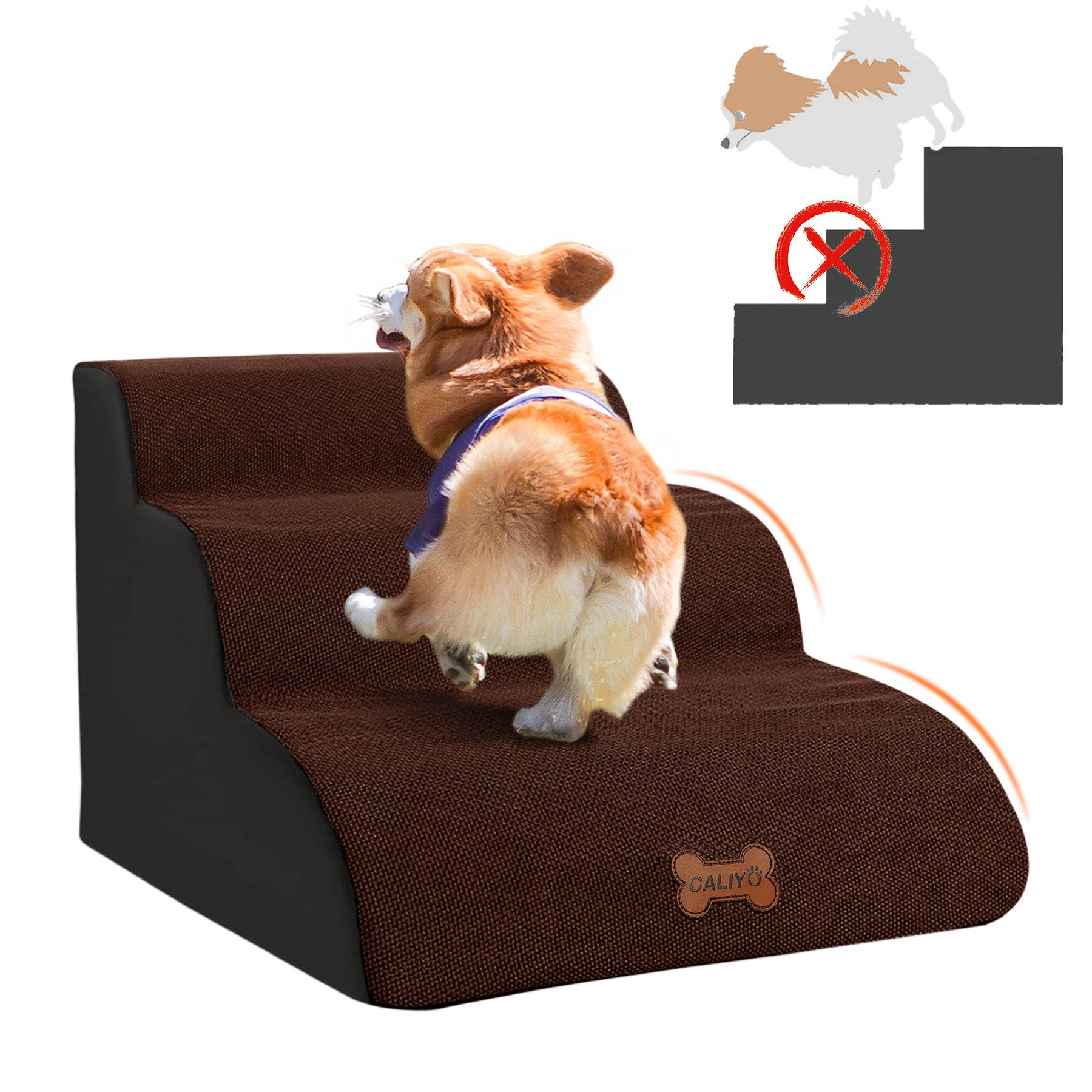 CALIYO Hunderampe Hundetreppe 3 Schichten Haustiertreppe Hundetreppe Katzen günstig online kaufen