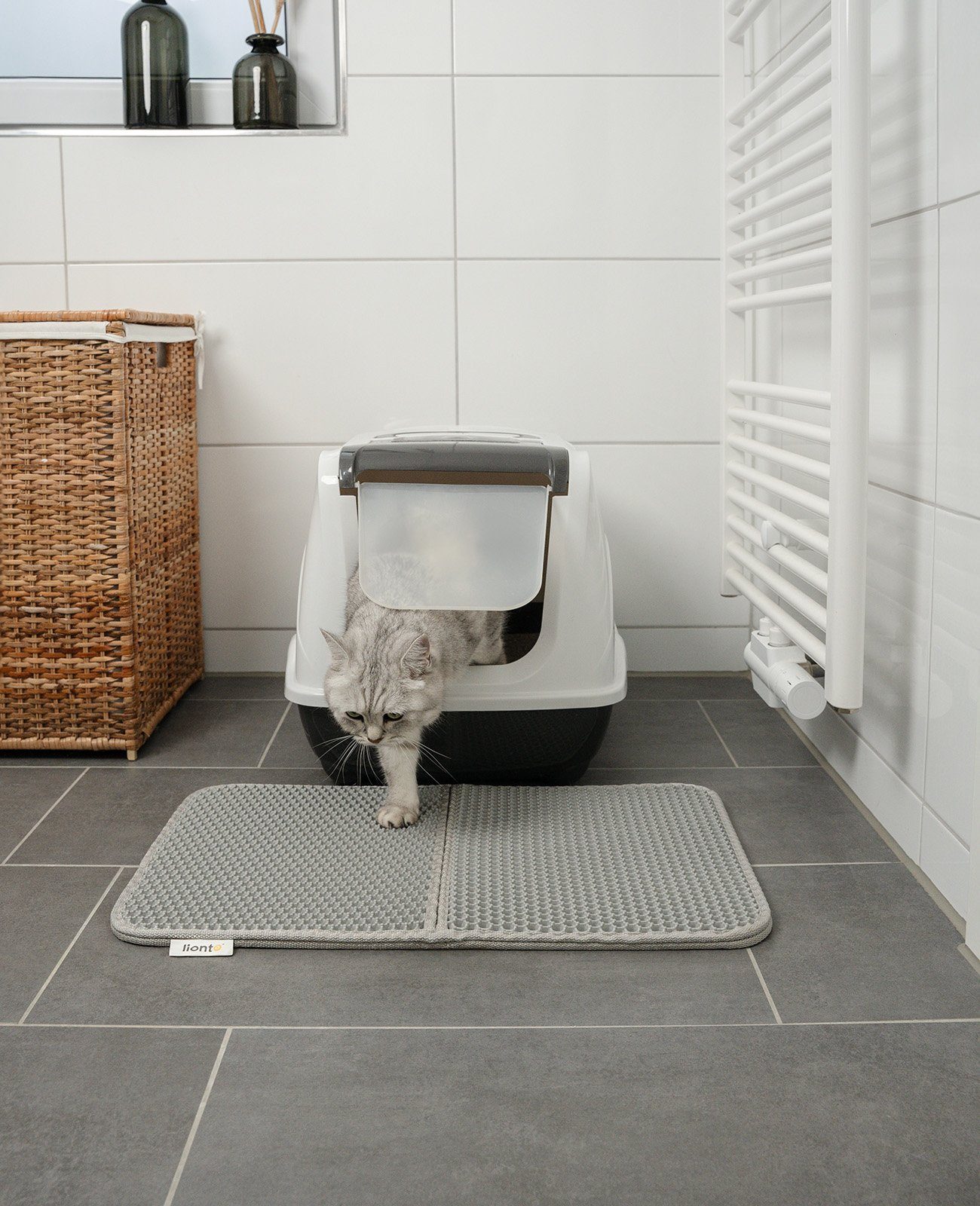 lionto Katzentoilette doppellagige Katzenstreu-Matte, doppellagig, grau, 61 günstig online kaufen