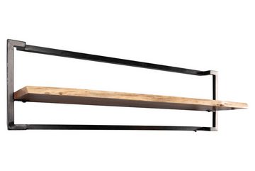 M2 Kollektion Wandregal ANGOLA, 65 x 30 cm, Braun, Schwarz, Metall, Akazienholz massiv, 1 Ablagefläche