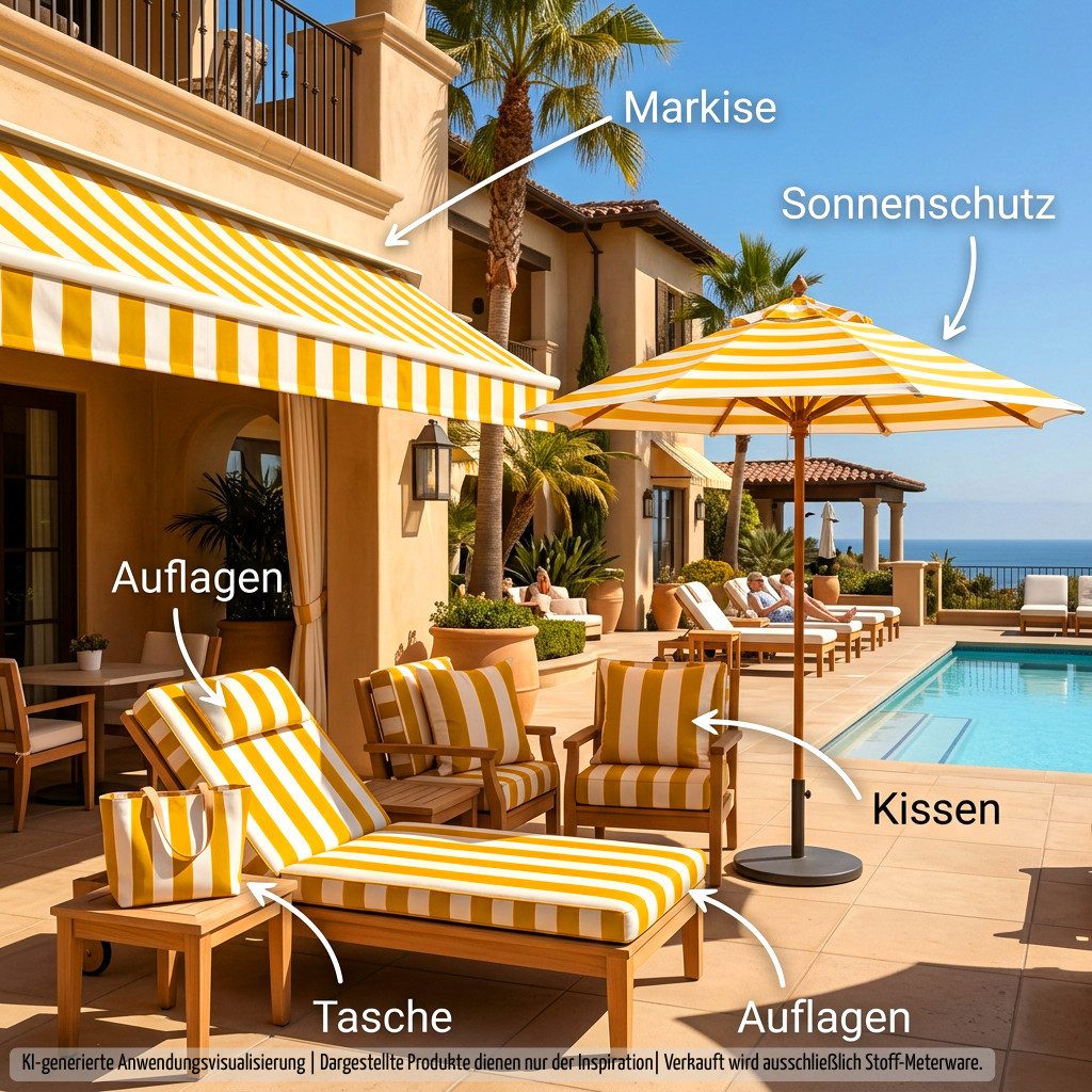 novely® Stoff Oxford SUNRISE 420D - Reißfester Outdoor-Stoff - Wasserdichter Möbelst, UV-beständig, Robust, Wasserdicht, Meterware, 1lfm