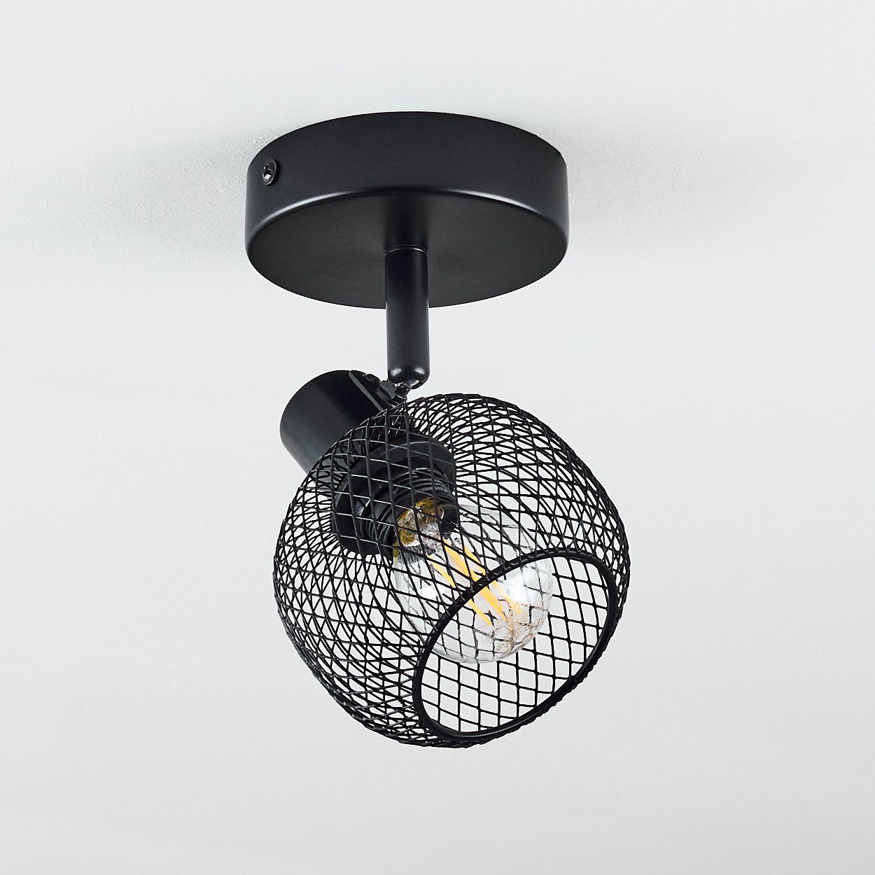 Leuchtmittel, E14, verstellbaren Lichteffekt runde Zimmerlampe Leuchtenkopf, erzeugt »Lesa« Metall in schwarz, Deckenleuchte aus ohne mit Schirm hofstein