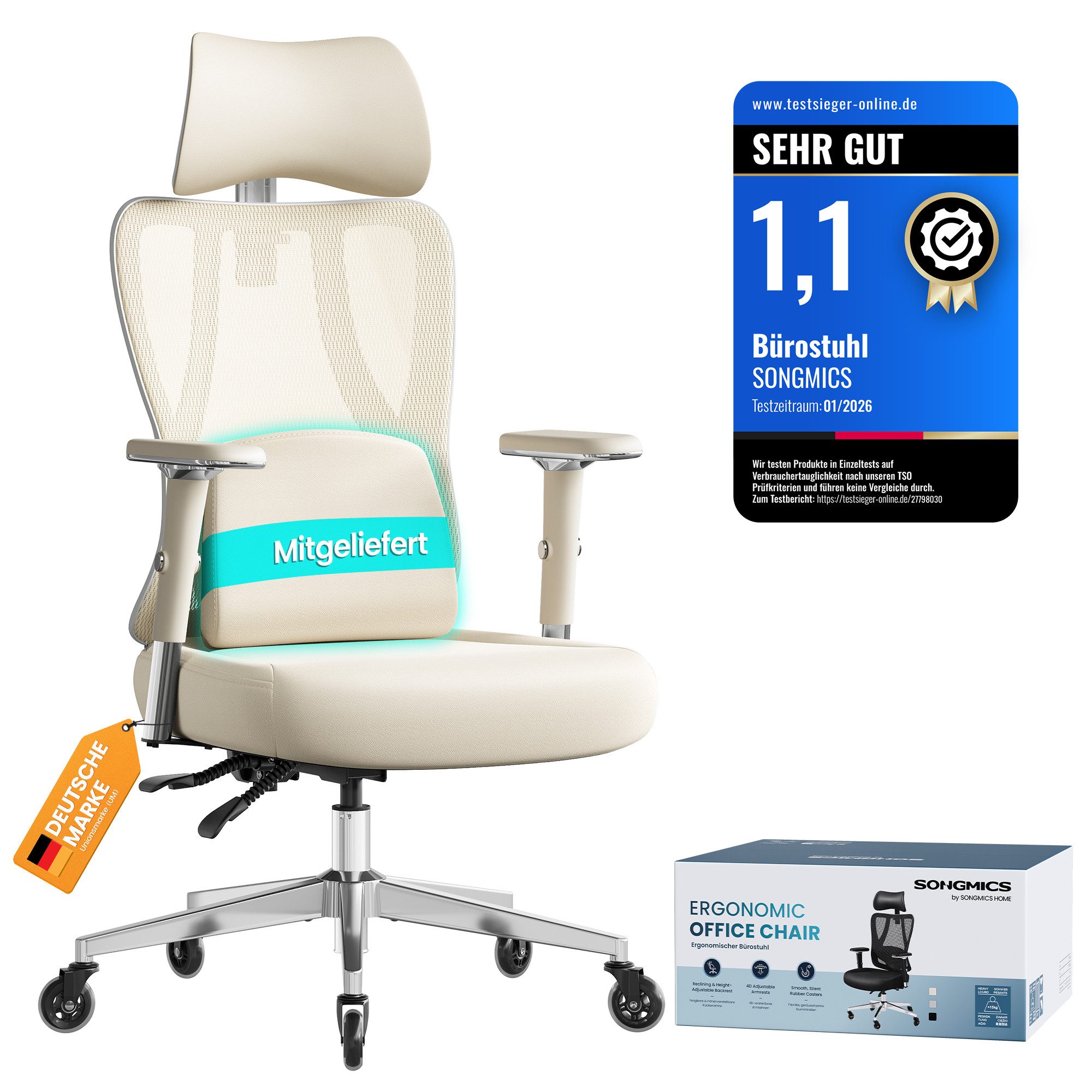 SONGMICS Bürostuhl, Schreibtischstuhl, Drehstuhl, höhenverstellbar günstig online kaufen