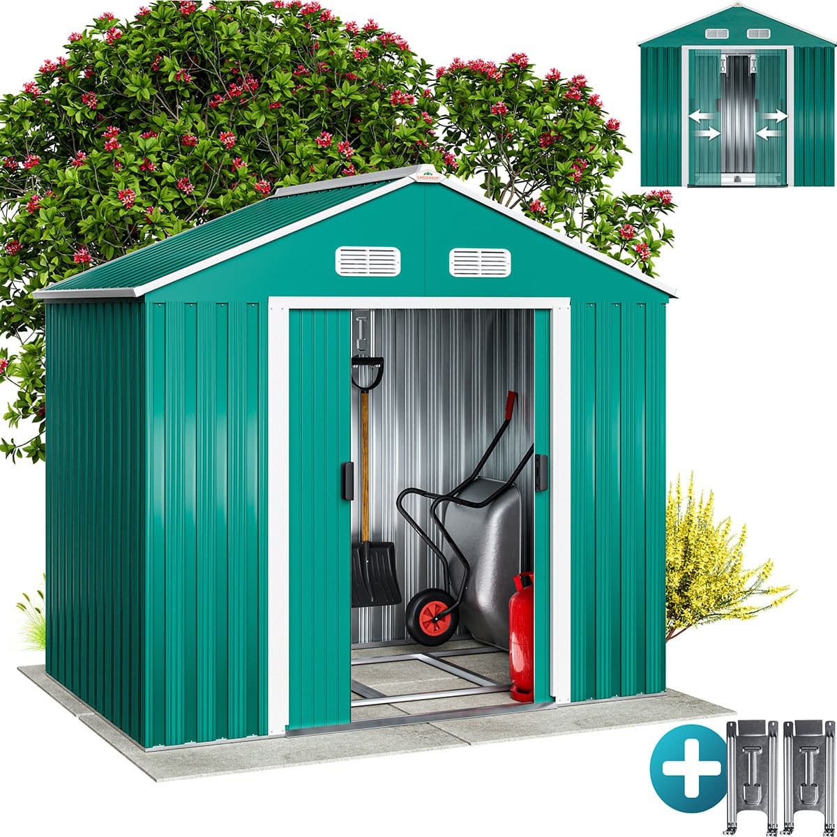 PRISSENT Gartenhaus Mit Schleppdach Anthrazit 277x110,5x181 Cm Stahl Großer Geräteschuppen Gartenhaus Metall Gartengerätehaus Gartenhäuser Garden Shed Geratehaus Stahl Gartenschrank Gartenschuppen