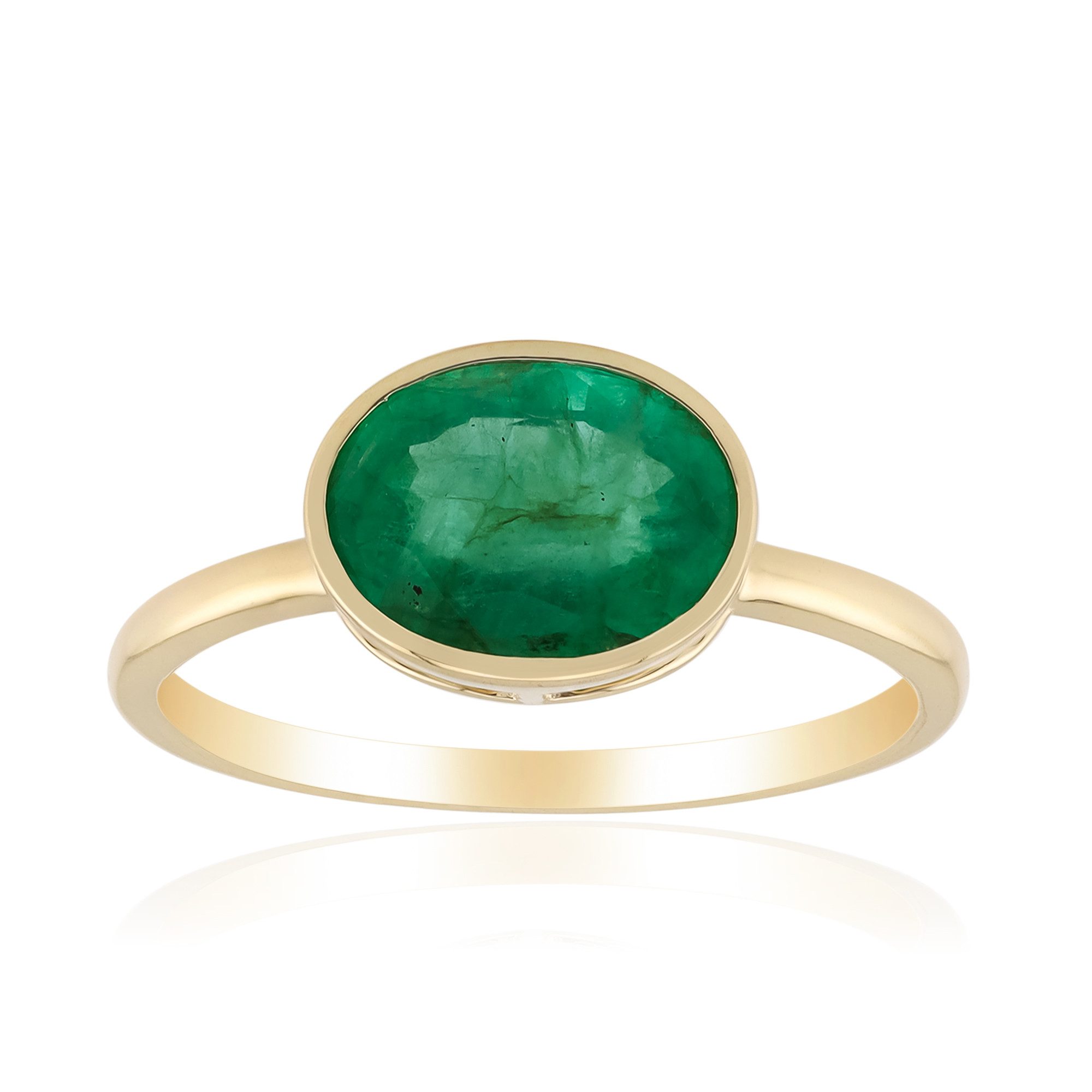 Cavill Solitärring Cavill Ring 1,62 ct Sambia Smaragd Oval 375er Gelbgold Damen (1-tlg)