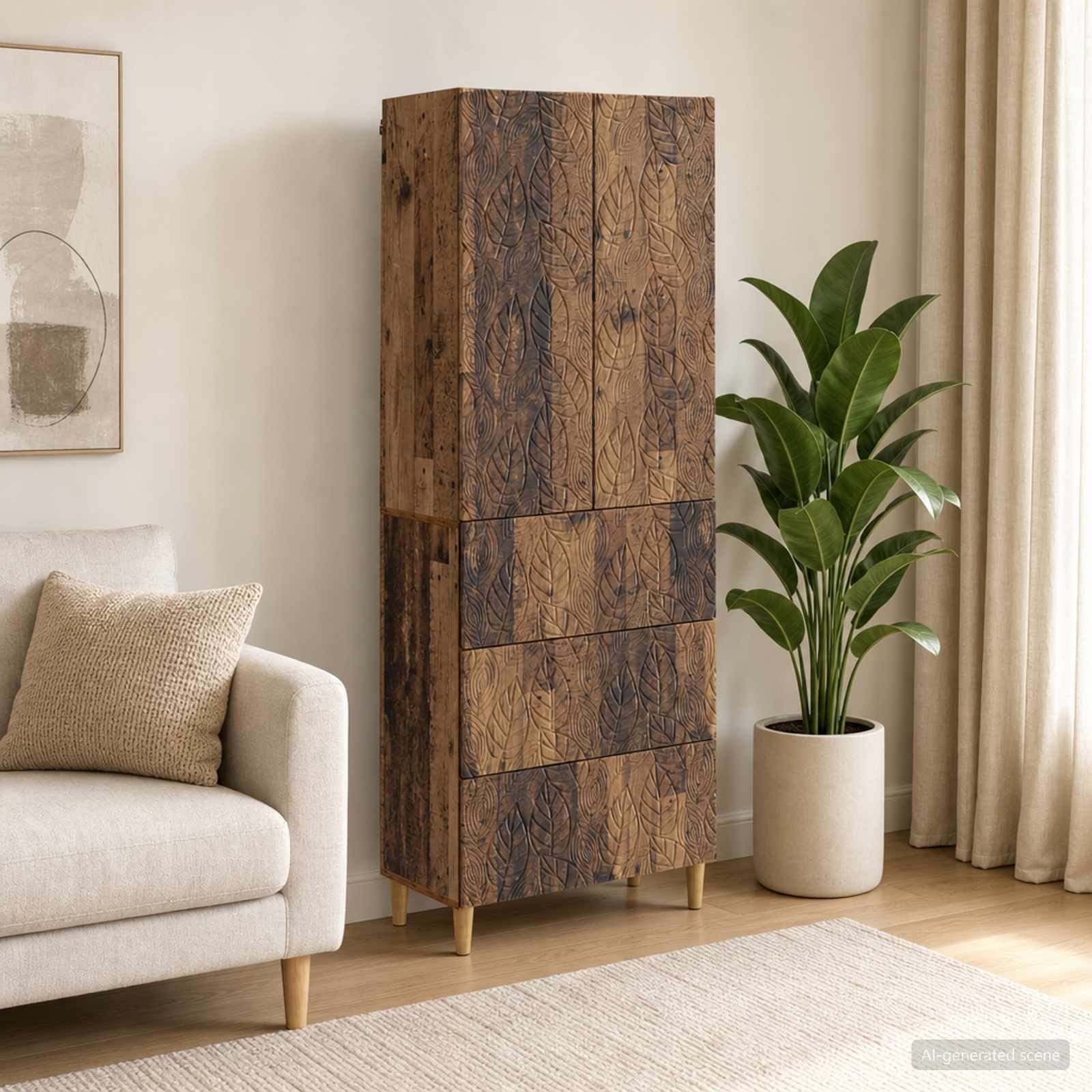 furnicato Container Schubladenschrank 66 x 34,5 x 90 cm Altholz (1-St) Abschließbares Sideboard mit 3 Schubladen für dein Büro