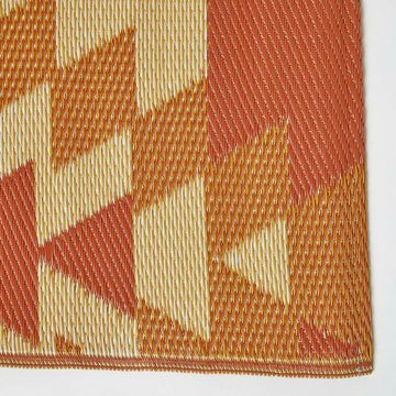 Outdoorteppich Outdoor Teppich-Läufer Anya 75 x 200 cm – Ethno-Muster, rot-orange, Homescapes, Höhe: 20 mm
