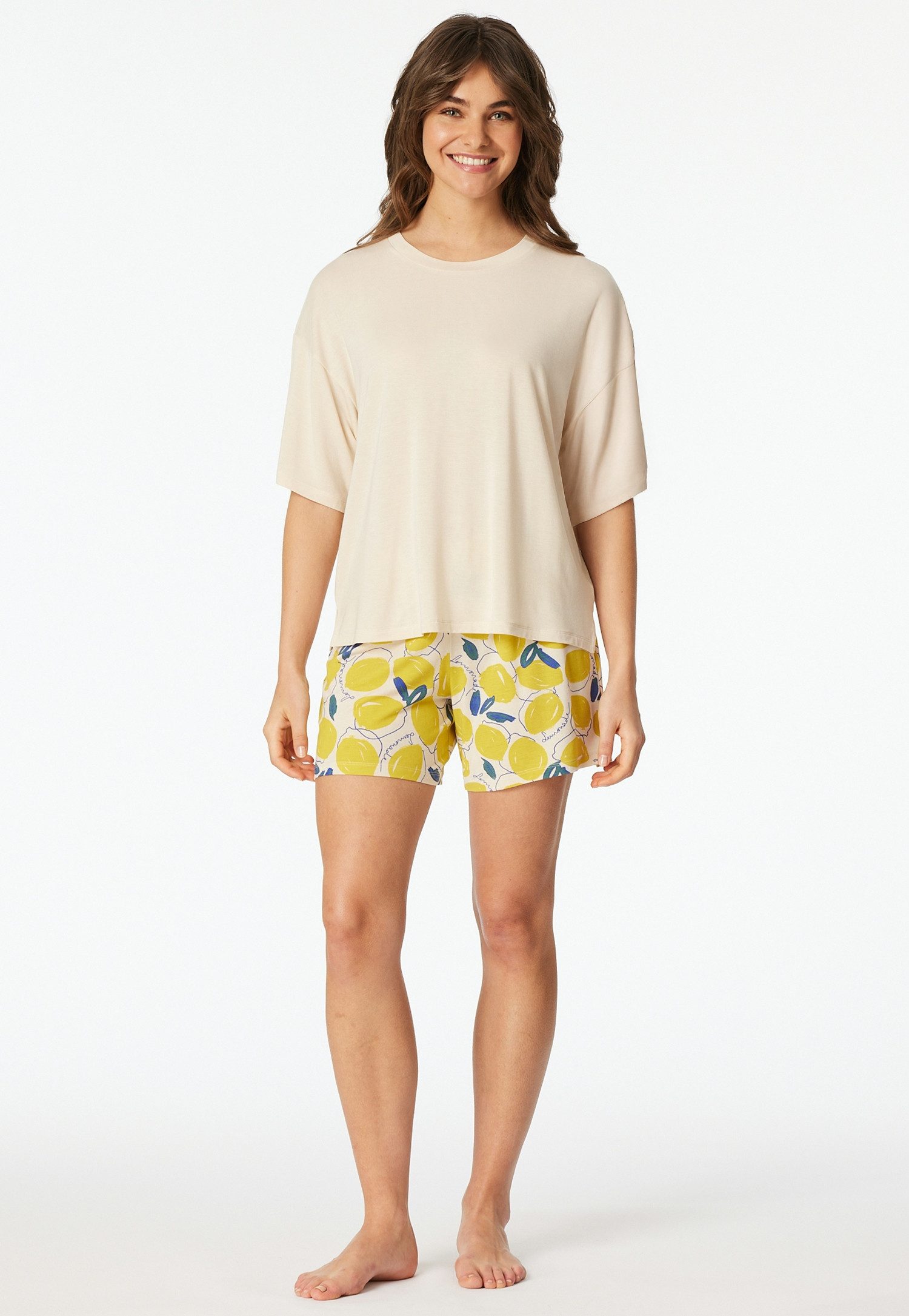 Schiesser Shorty Casual Fashion (2 tlg) mit Rundhalsausschnitt, in softer Single-Jersey Qualität