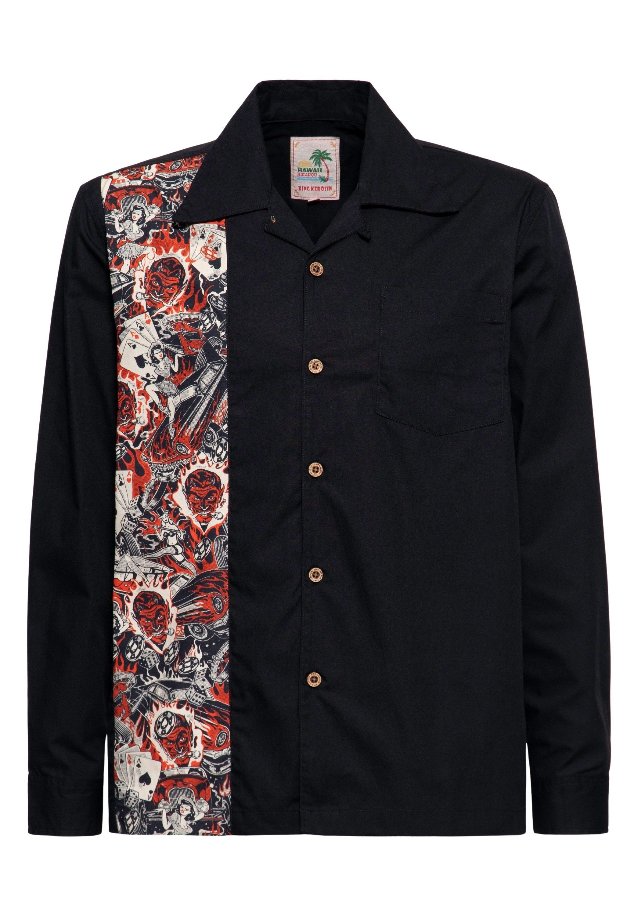 KingKerosin Langarmhemd Rockabilly mit seitlichem illustrativen günstig online kaufen