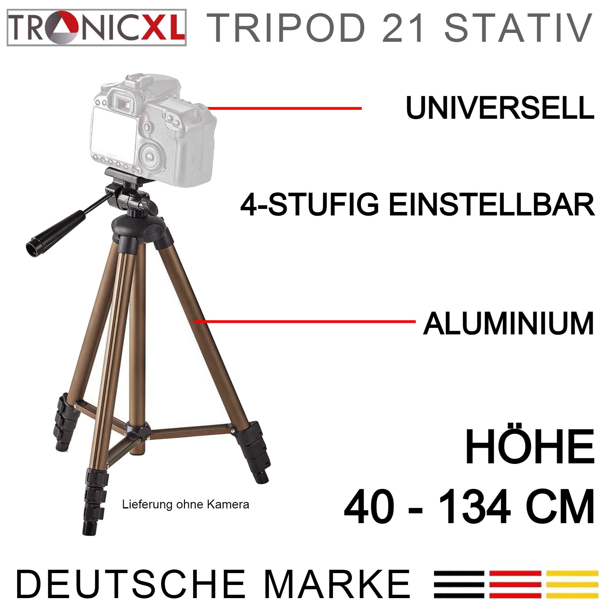 40 - 134 cm Kamerastativ Universal Kamera Stativ für Canon Nikon Sony Dreibeinstativ