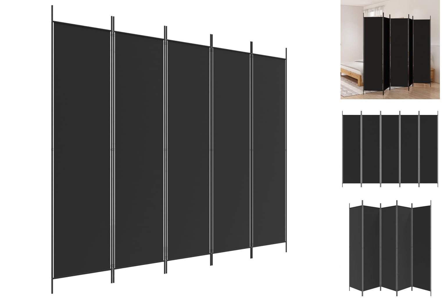 vidaXL Paravent 5-tlg Paravent Schwarz 250x200 günstig online kaufen