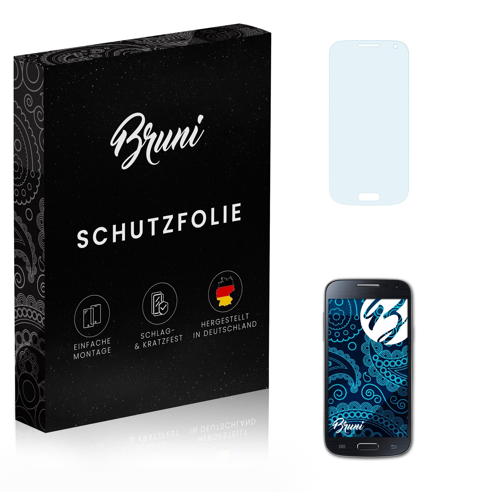 Bruni Schutzfolie Glasklare Displayschutzfolie für Galaxy S4 mini, (2 Folien), praktisch unsichtbar